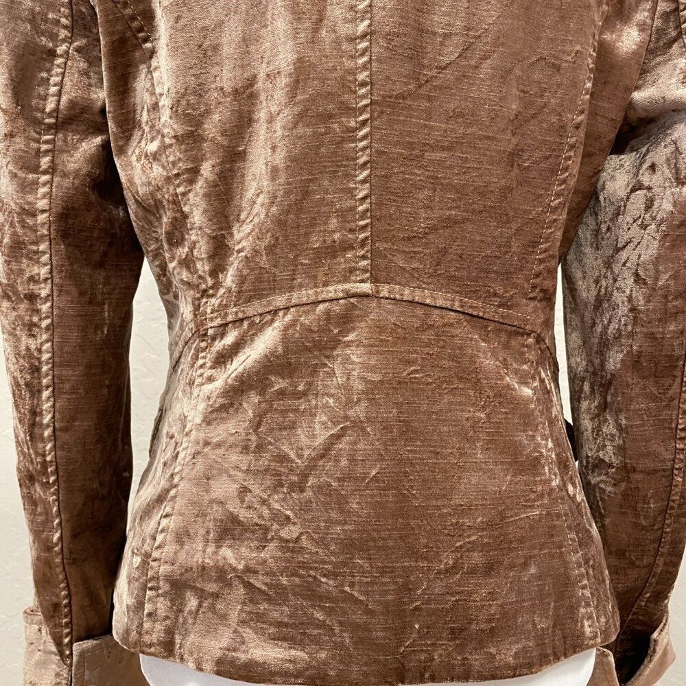 ~ RARE Free People S Boho Blazer Velvety Copper Bronze Gold Soft Button Lapels - Picture 16 of 16